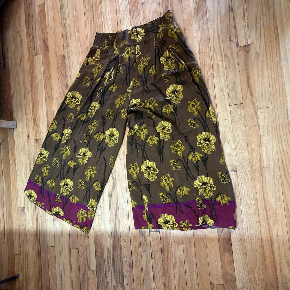 Maeve Anthropologie Smocked Wide Palazzo Pants Size20 W Artsy Boho Gypsy